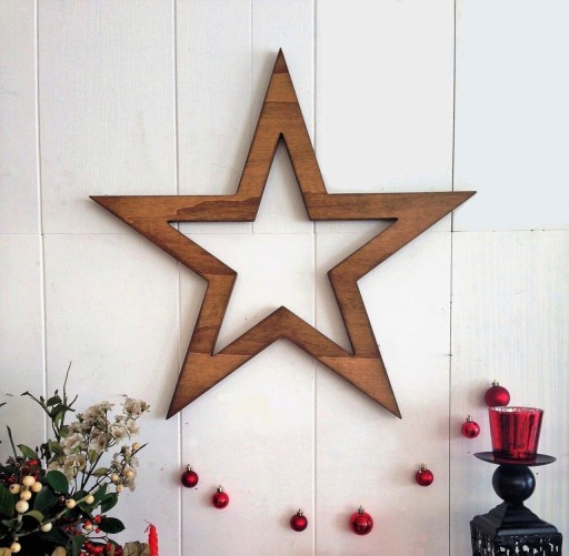 Decoratiune de perete, Wooden Star, 62x62x1.8 cm, Lemn , Maro