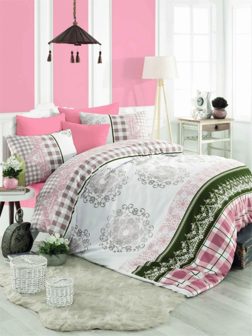 Lenjerie de pat pentru o persoana, Nazenin - Pink, Pearl Home, Bumbac Ranforce