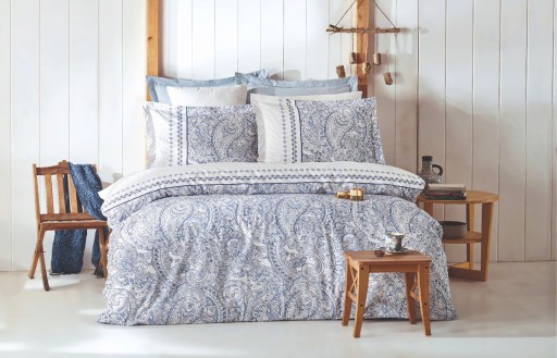 Lenjerie de pat pentru o persoana, Paisley - Blue, Pearl Home, Bumbac Ranforce