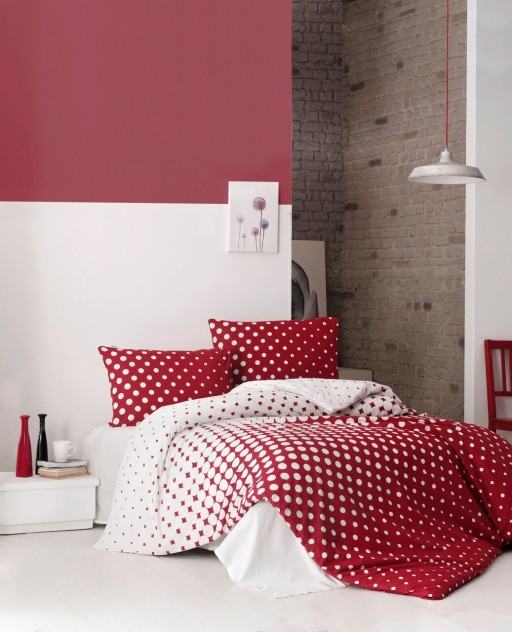 Lenjerie de pat dubla, Puanline - Red, Pearl Home, Bumbac Ranforce