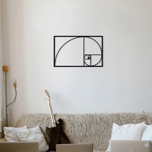 Decoratiune de perete, Golden Ratio Metal Decor, metal, 53 x 35 cm, negru