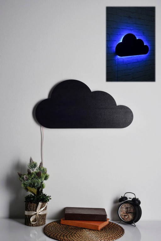 Decoratiune luminoasa LED, Cloud, MDF, 60 LED-uri, Albastru