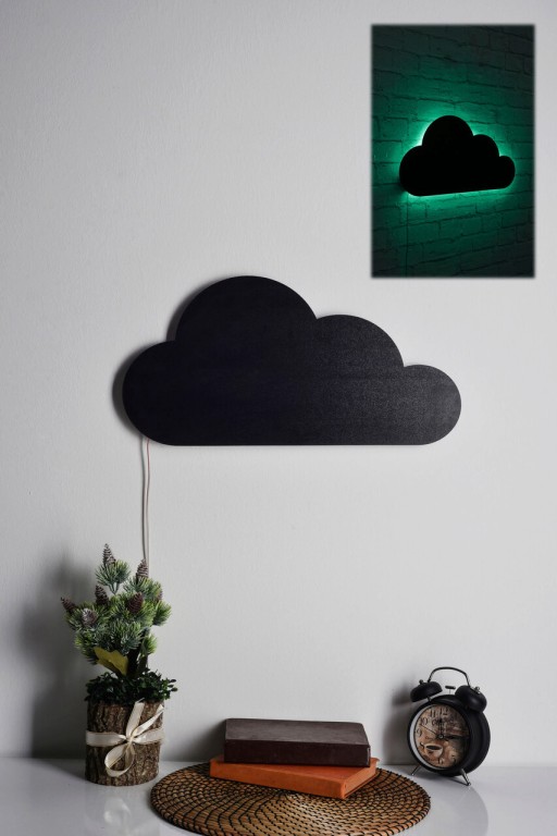 Decoratiune luminoasa LED, Cloud, MDF, 60 LED-uri, Verde