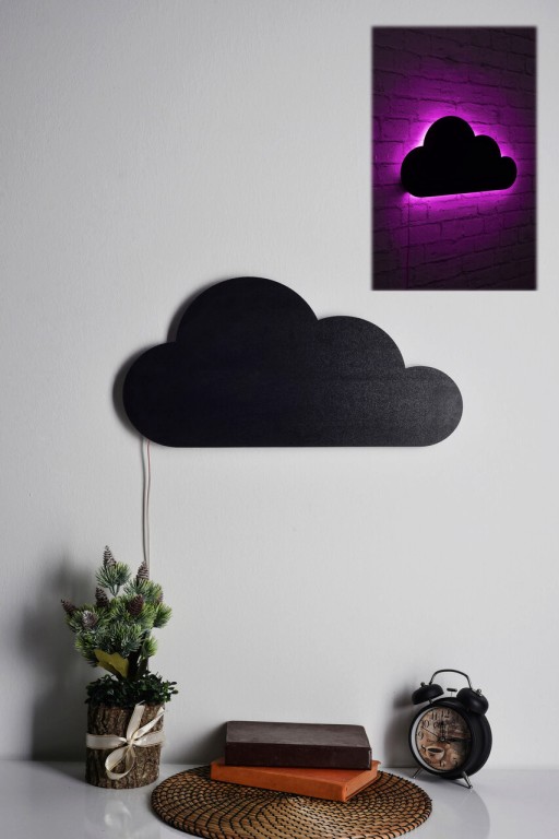 Decoratiune luminoasa LED, Cloud, MDF, 60 LED-uri, Roz