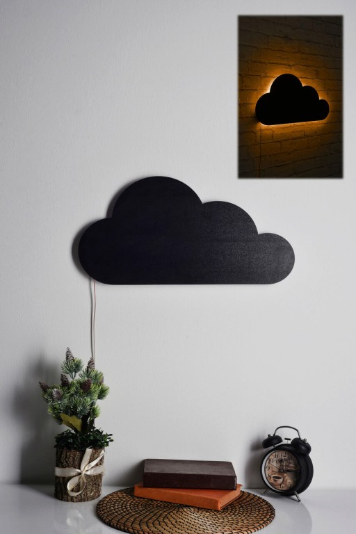 Decoratiune luminoasa LED, Cloud, MDF, 60 LED-uri, Galben