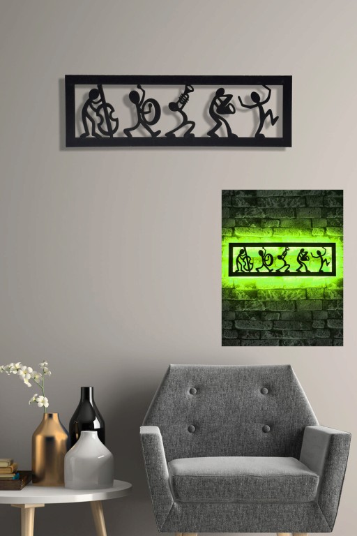 Decoratiune luminoasa LED, Music Band, MDF, 60 LED-uri, Verde