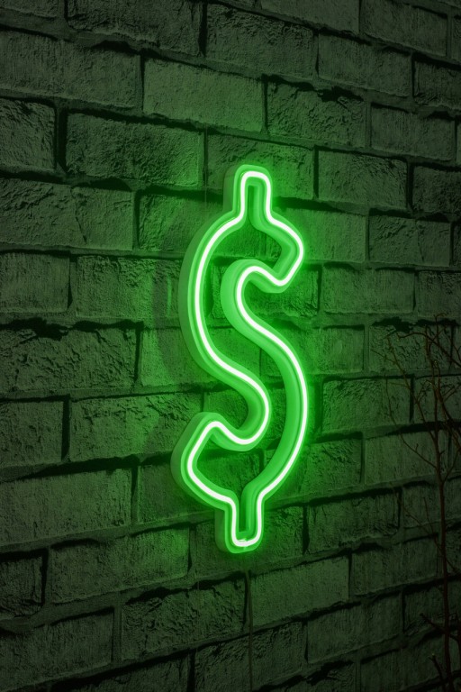 Decoratiune luminoasa LED, Dollar Sign, Benzi flexibile de neon, DC 12 V, Verde