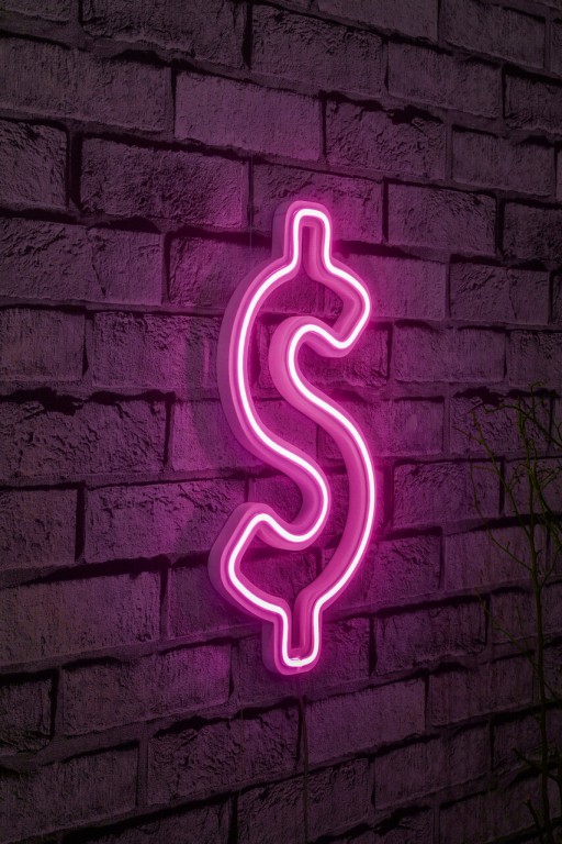 Decoratiune luminoasa LED, Dollar Sign, Benzi flexibile de neon, DC 12 V, Roz