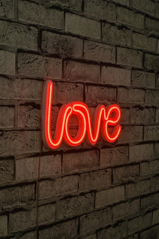 Decoratiune luminoasa LED, Love, Benzi flexibile de neon, DC 12 V, Rosu