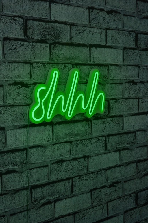 Decoratiune luminoasa LED, Shhh, Benzi flexibile de neon, DC 12 V, Verde