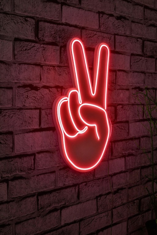 Decoratiune luminoasa LED, Victory Sign, Benzi flexibile de neon, DC 12 V, Rosu