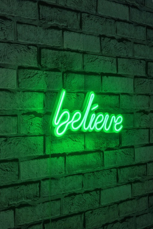 Decoratiune luminoasa LED, Believe, Benzi flexibile de neon, DC 12 V, Verde