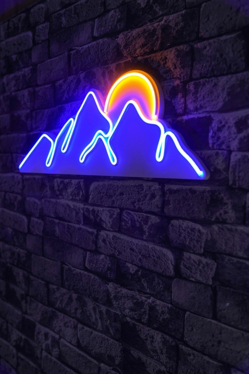 Decoratiune luminoasa LED, Mountain, Benzi flexibile de neon, DC 12 V, Albastru/Galben