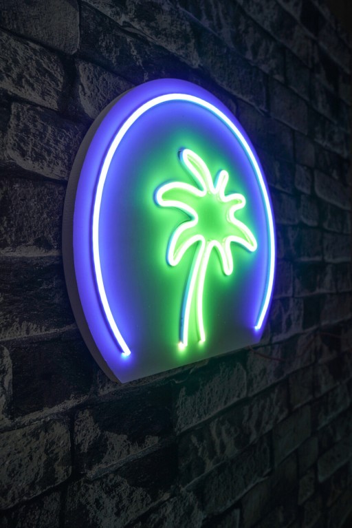 Decoratiune luminoasa LED, Palm Tree, Benzi flexibile de neon, DC 12 V, Albastru verde