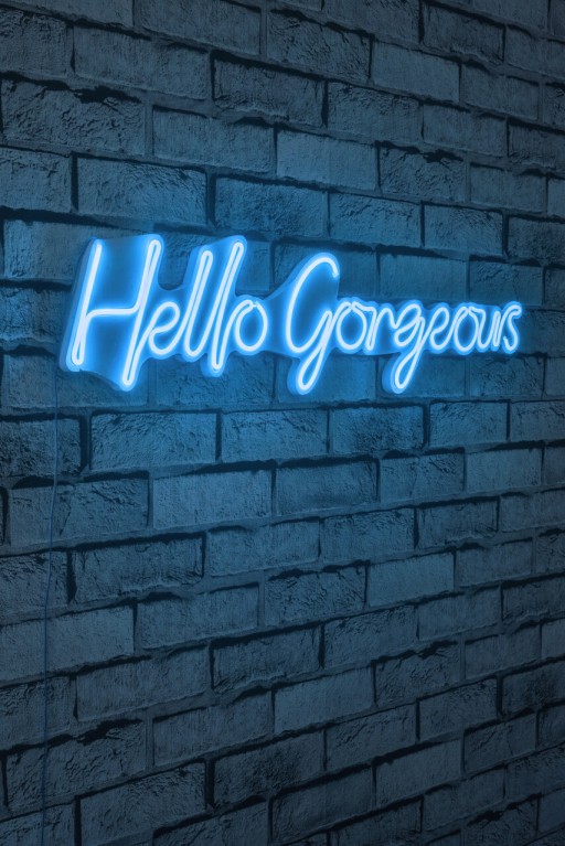 Decoratiune luminoasa LED, Hello Gorgeous, Benzi flexibile de neon, DC 12 V, Albastru