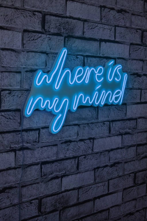 Decoratiune luminoasa LED, Where Is My Mind, Benzi flexibile de neon, DC 12 V, Albastru