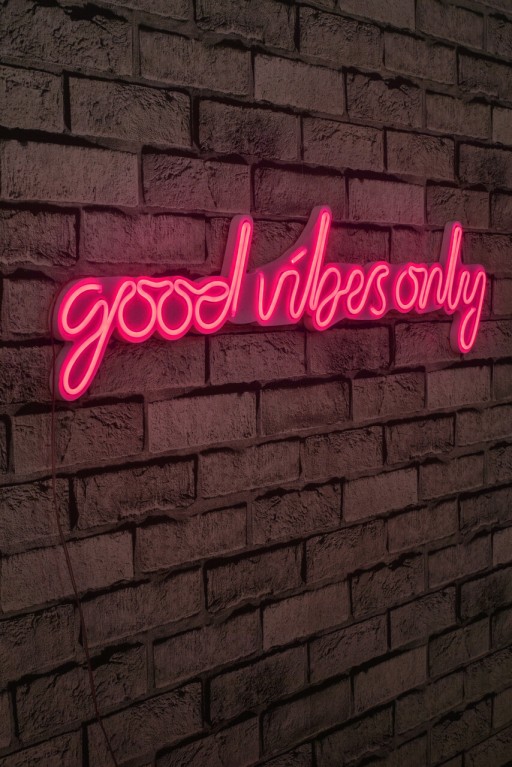 Decoratiune luminoasa LED, Good Vibes Only, Benzi flexibile de neon, DC 12 V, Roz