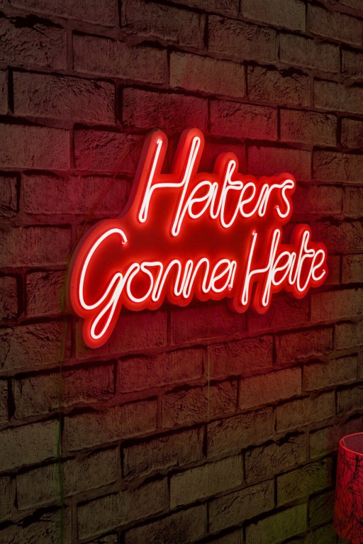 Decoratiune luminoasa LED, Haters Gonna Hate, Benzi flexibile de neon, DC 12 V, Rosu