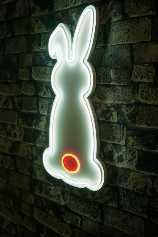 Decoratiune luminoasa LED, Rabbit, Benzi flexibile de neon, DC 12 V, Alb/Rosu