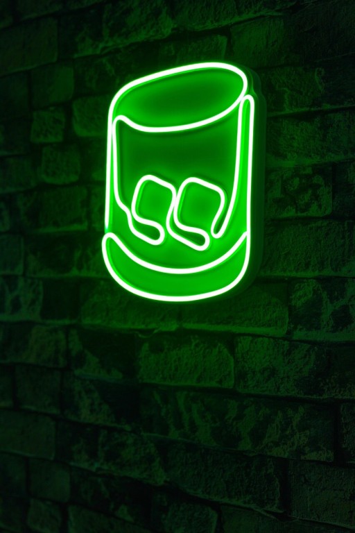 Decoratiune luminoasa LED, Whiskey Old Fashioned, Benzi flexibile de neon, DC 12 V, Verde