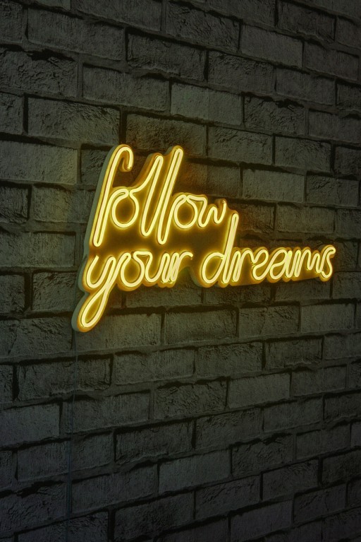 Decoratiune luminoasa LED, Follow Your Dreams, Benzi flexibile de neon, DC 12 V, Galben