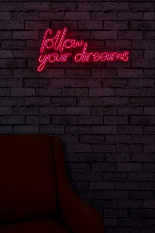 Decoratiune luminoasa LED, Follow Your Dreams, Benzi flexibile de neon, DC 12 V, Rosu