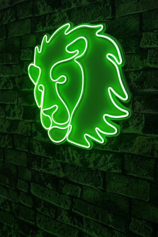 Decoratiune luminoasa LED, Lion, Benzi flexibile de neon, DC 12 V, Verde