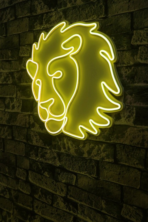 Decoratiune luminoasa LED, Lion, Benzi flexibile de neon, DC 12 V, Galben