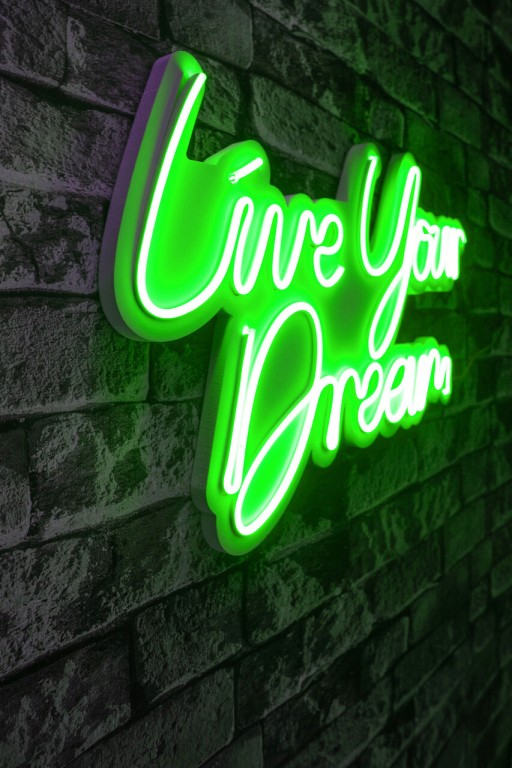 Decoratiune luminoasa LED, Live Your Dream, Benzi flexibile de neon, DC 12 V, Verde