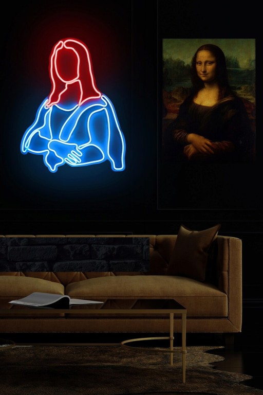 Decoratiune luminoasa LED, Mona Lisa, Benzi flexibile de neon, DC 12 V, Rosu albastru