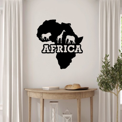 Decoratiune de perete, Africa, Metal, Dimensiune: 66 x 70 cm, Negru