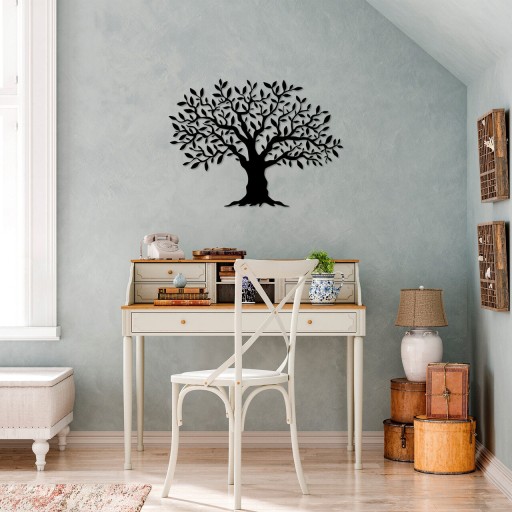 Decoratiune de perete, Monumental Tree Large, Metal, Dimensiune: 70 x 51 cm, Negru