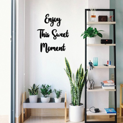 Decoratiune de perete, Enjoy This Sweet Moment, MDF, Enjoy: 29 x 22 cm, Negru