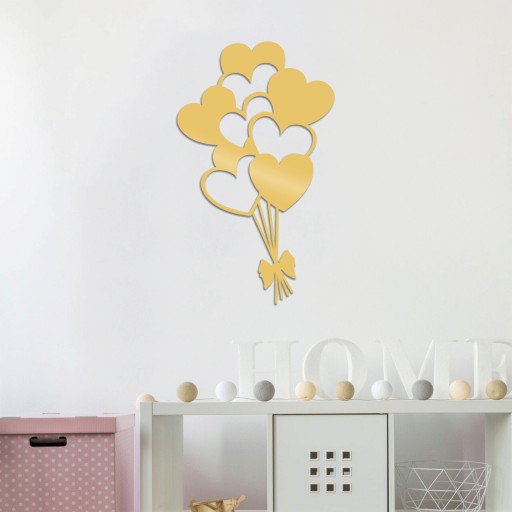 Decoratiune de perete, Balloons, Metal, Dimensiune: 21 x 35 cm, Auriu