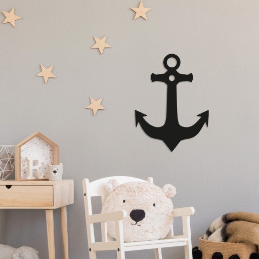 Decoratiune de perete, Anchor, Metal, Dimensiune: 36 x 50 cm, Negru