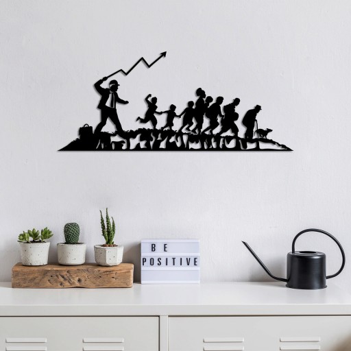 Decoratiune de perete, Banksy, Metal, 30 x 70 cm, Negru