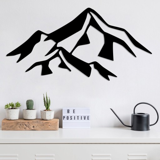 Decoratiune de perete, Mountain 1, Metal, Dimensiune: 80 x 40 cm, Negru