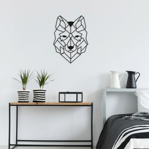 Decoratiune de perete, Wolf2, Metal, Dimensiune: 41 x 57 cm, Negru