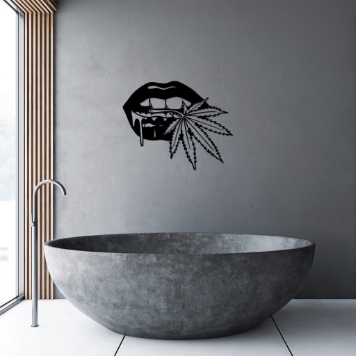 Decoratiune de perete, Lips 5, Metal, Dimensiune: 65 x 53 cm, Negru