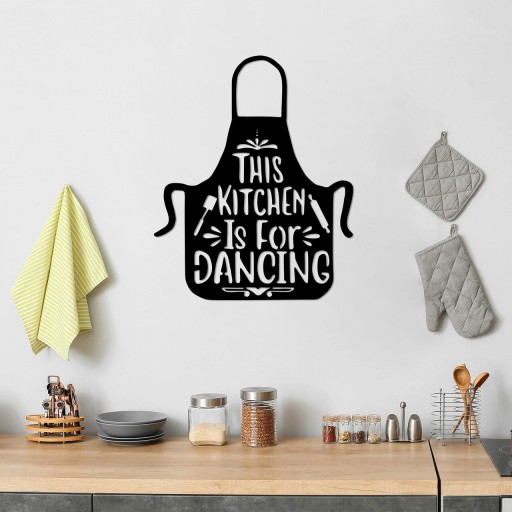 Decoratiune de perete, This Kitchen Is For Dancing, Metal, Dimensiune: 57 x 70 cm, Negru