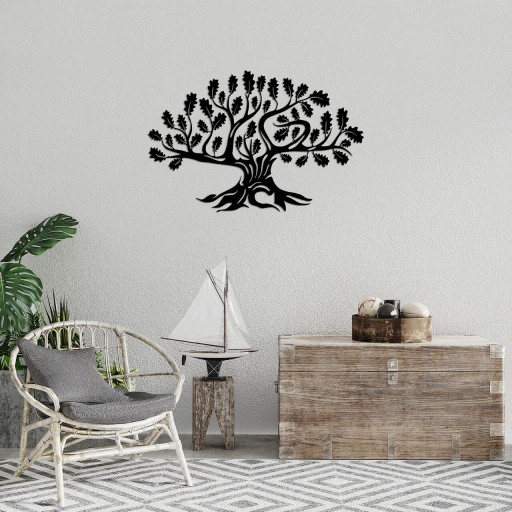 Decoratiune de perete, Monumental Tree , Metal, Dimensiune: 70 x 46 cm, Negru