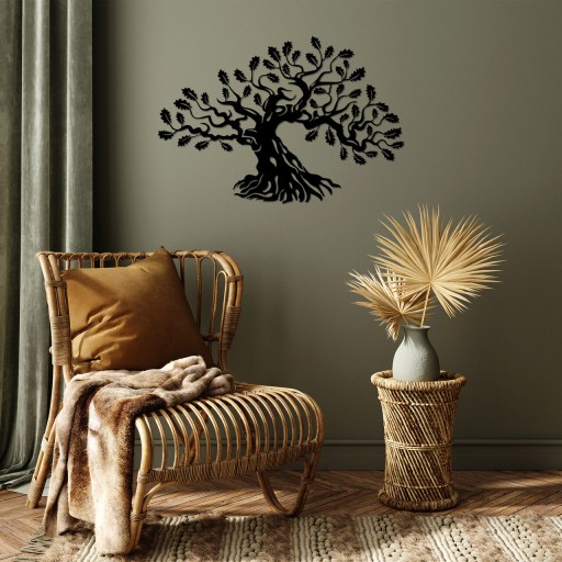 Decoratiune de perete, Monumental Tree 11, Metal, Dimensiune: 70 x 47 cm, Negru