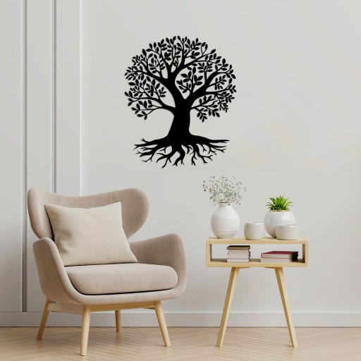 Decoratiune de perete, Monumental Tree 2, Metal, Dimensiune: 70 x 83 cm, Negru