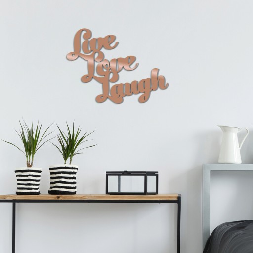 Decoratiune de perete, Lıve Love Laugh, Metal, Dimensiune: 52 x 38 cm, Cupru