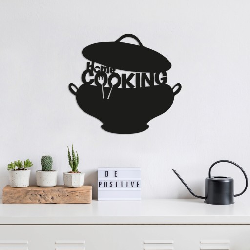 Decoratiune de perete, Cooking, Metal, Dimensiune: 45 x 40 cm, Negru