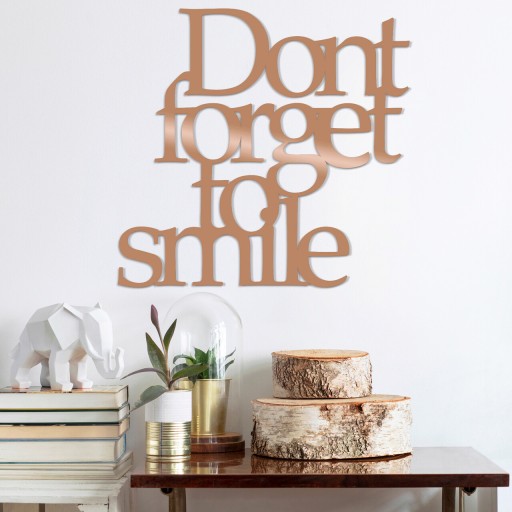 Decoratiune de perete, Dont Forget To Smıle, Metal, Dimensiune: 70 x 67 cm, Cupru