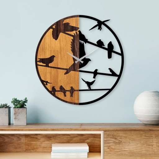 Ceas de perete, Wooden Clock, Lemn/metal, ø56 cm, Nuc / Negru