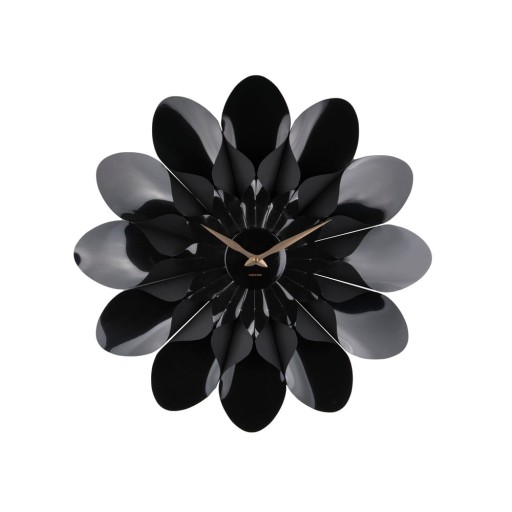 Ceas de perete Karlsson Flower, ø 60 cm, negru