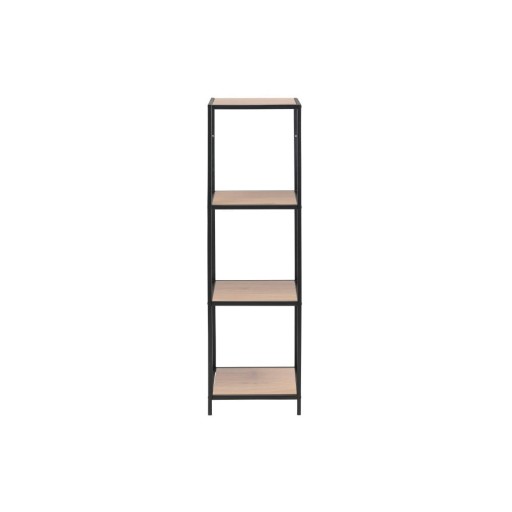 Bibliotecă neagră/în culoare naturală cu aspect de lemn de stejar 37x120 cm Seaford – Actona