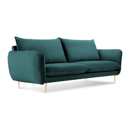 Canapea cu tapițerie din catifea Cosmopolitan Design Florence, verde petrol, 160 cm